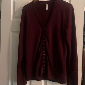 Zenana Outfitters Burgundy Button-Up Blouse L
